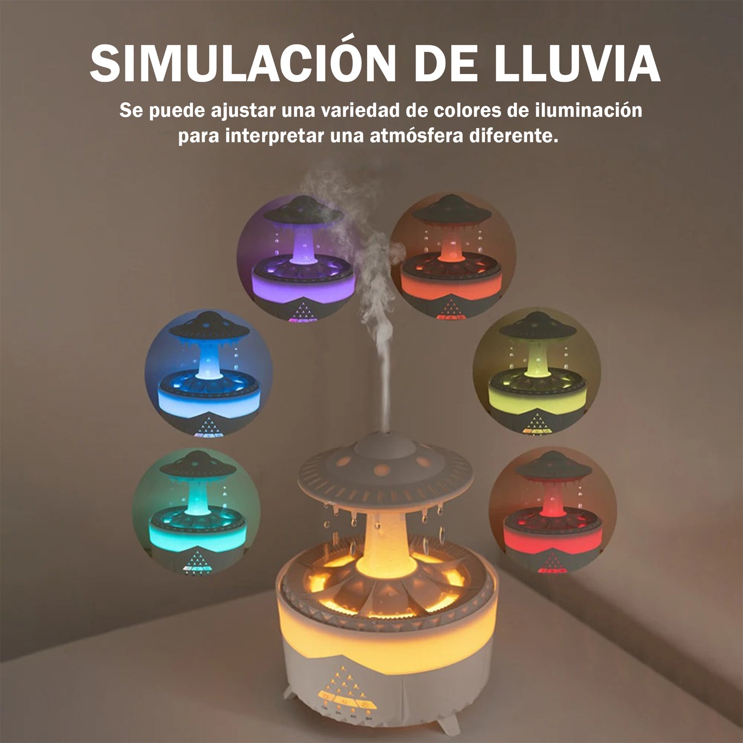 Humidificador y Difusor Gotas de Lluvia